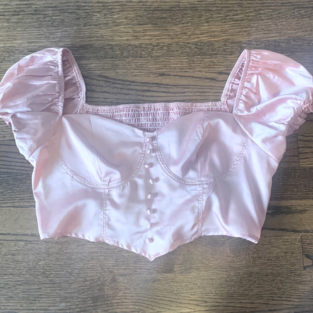 Shein pink puff sleeve top, size large